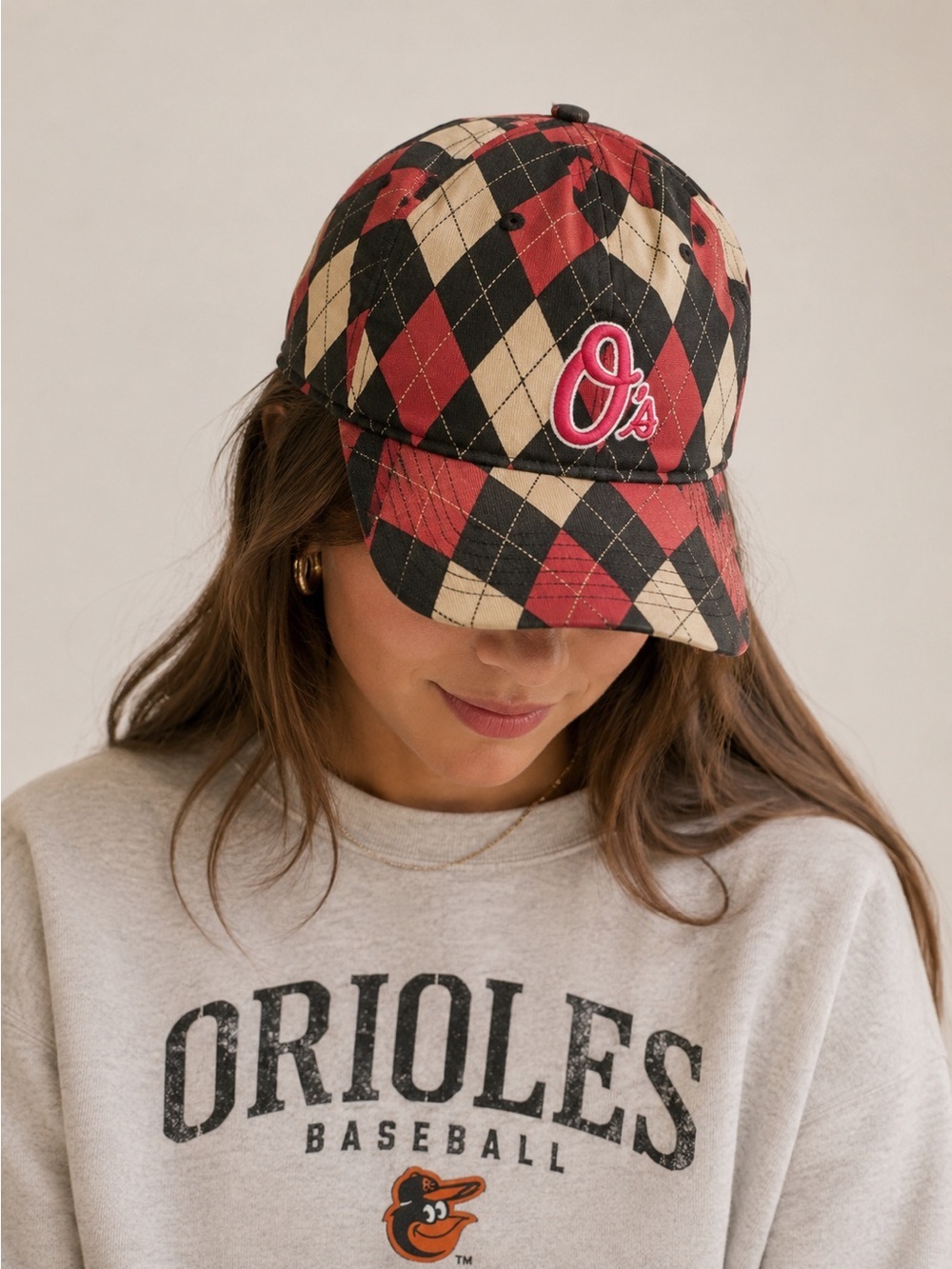 47 Baltimore Orioles Argyle O’s Pink Logo Baseball Cap Vintage Style